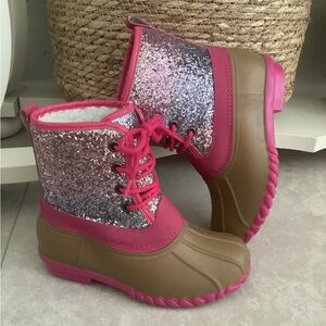 FABKIDS Waterproof Boots 13 EUC ombré glitter duck boots rain boots